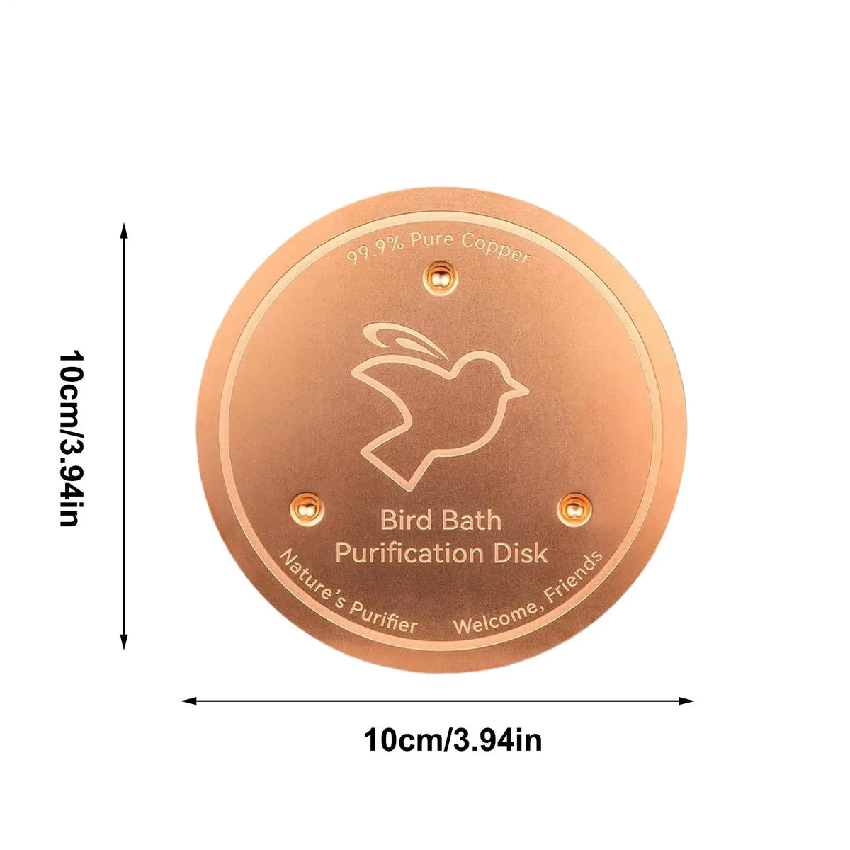 Copper Metal Bird Bath Disk | Triple-Point Support Garden Tray