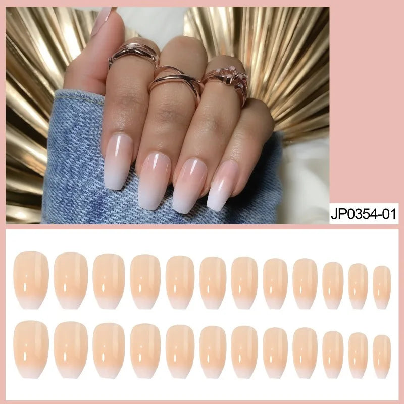 French Ombré Press-On Nails with Rhinestones, L Size 24Pcs – Nixie Press-On Nails Nixie
