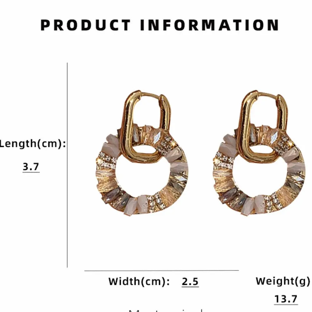 Rhinestone Circle Drop Earrings – Detachable Vintage Hoops