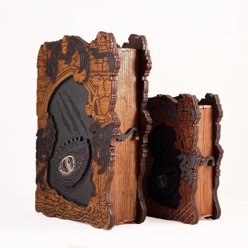 Dragon Grimoire Wooden Storage Box | Dragon Totem Gift Box Decorative Wooden Box Nixie