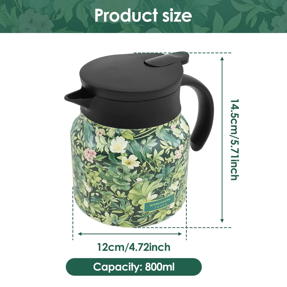 Vintage Floral Insulated Teapot with Infuser – 1L Stainless Steel