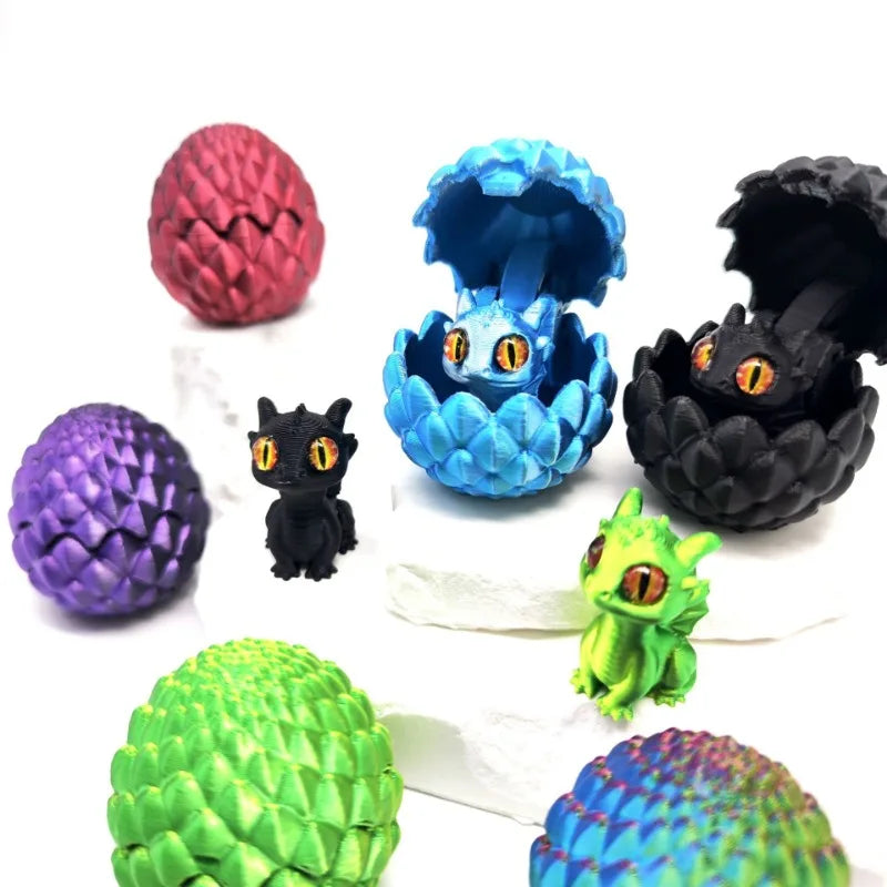 3D Printed Mini Dragon Egg Set – Articulated Flexible Toy Collectible Dragon Toy Nixie