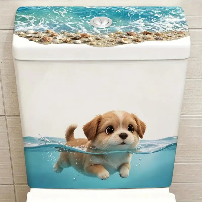 Cute Swimming Puppy Bathroom Wall Decal – Waterproof Sticker Bathroom Wall Decal Nixie Default Title