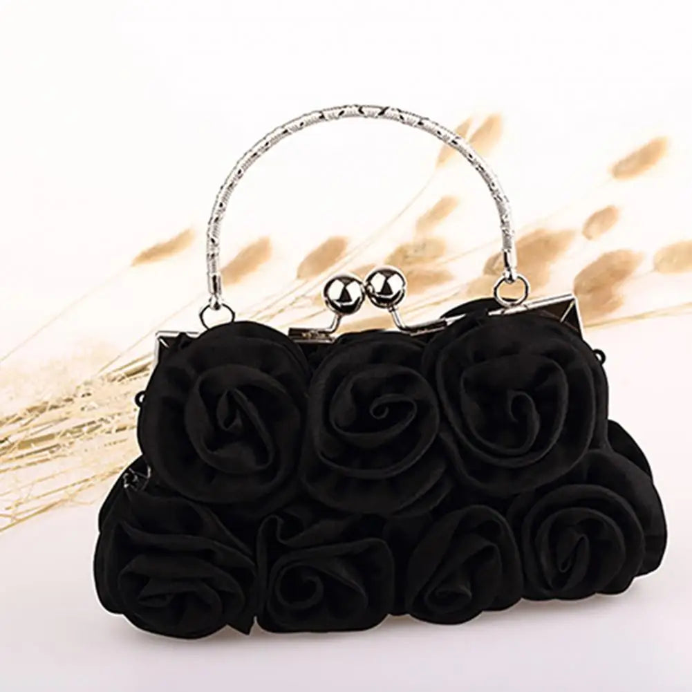 Women's Silk Rose Flower Clutch Bag – Bridal Wedding Purse Bridal Clutch Bag Nixie