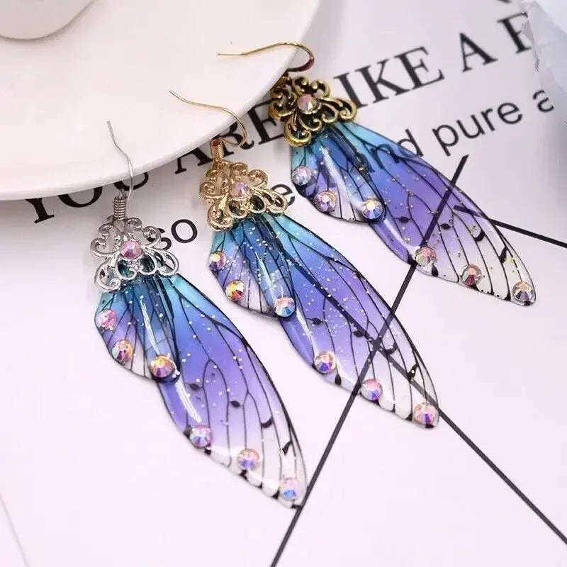 Butterfly Wing Drop Earrings – Crystal Bridal Dangle Earrings