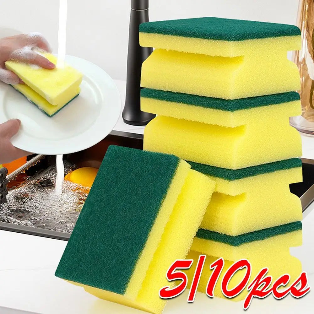 Double-Sided Dishwashing Sponge – Absorbent Scrubber 5/10 Pcs