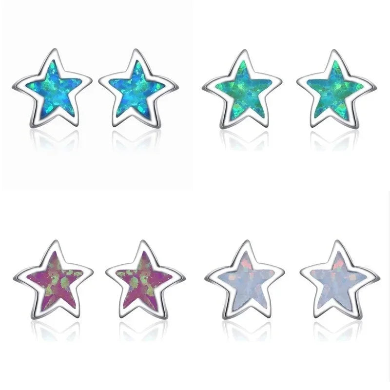 Imitation Opal Star Stud Earrings | Fashion Jewelry Gift Stud Earrings Nixie