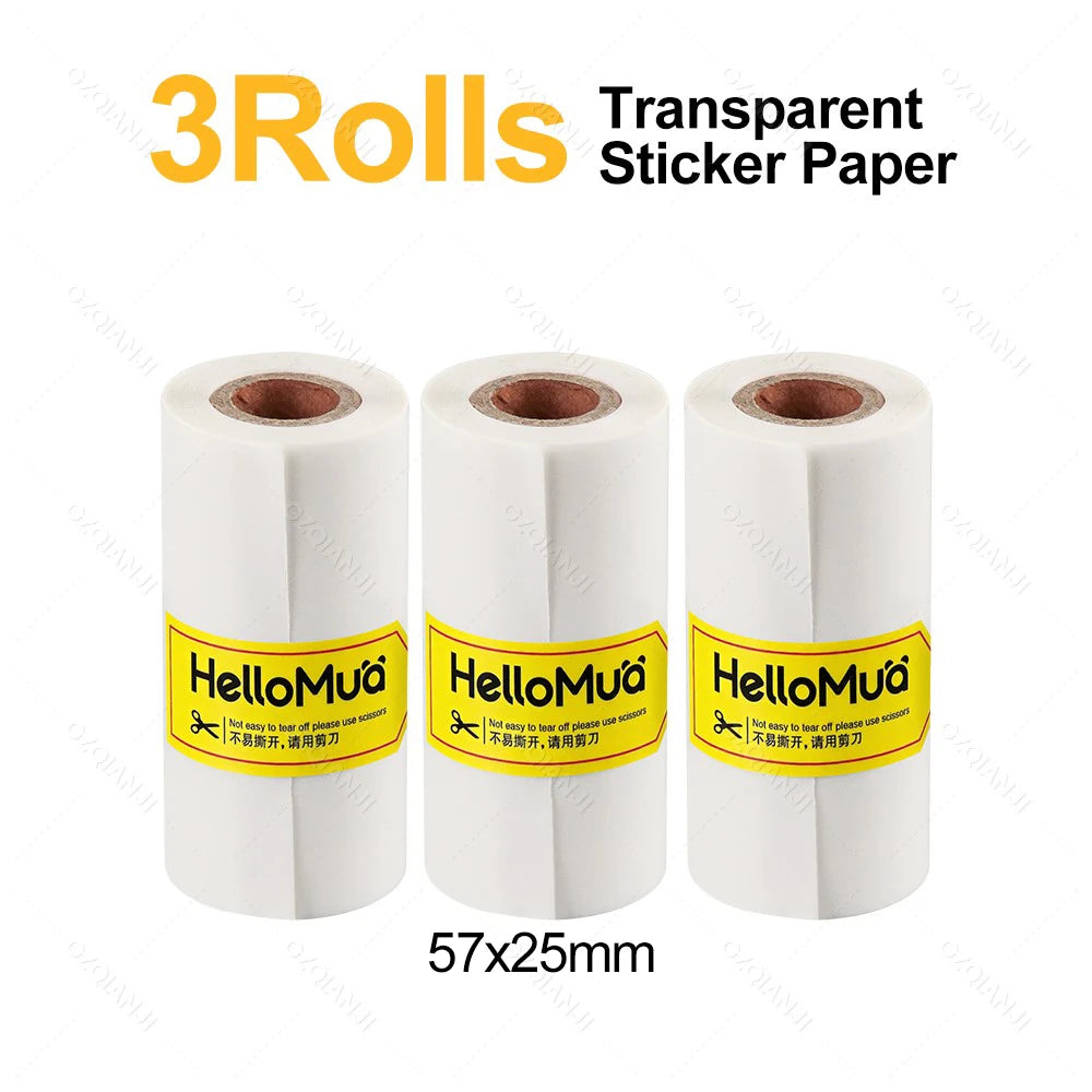 Transparent Thermal Label Paper Rolls for 57/58mm Mini Printers