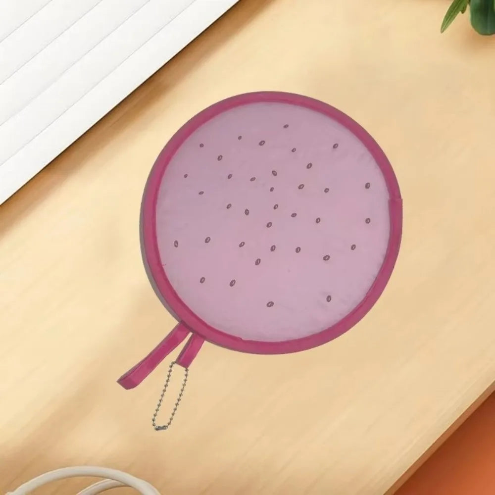 Round Foldable Hand Fan – Cute Fruit Cartoon Portable Design
