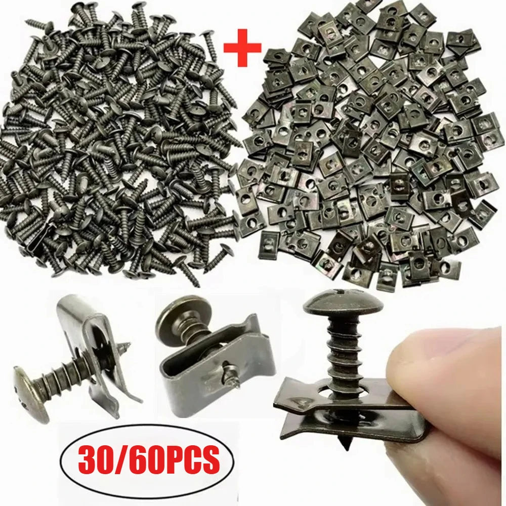 Car U-Type Metal Screw Clips – Anti-Rust Fender Bumper Fasteners Auto Body Fastener Clips Nixie