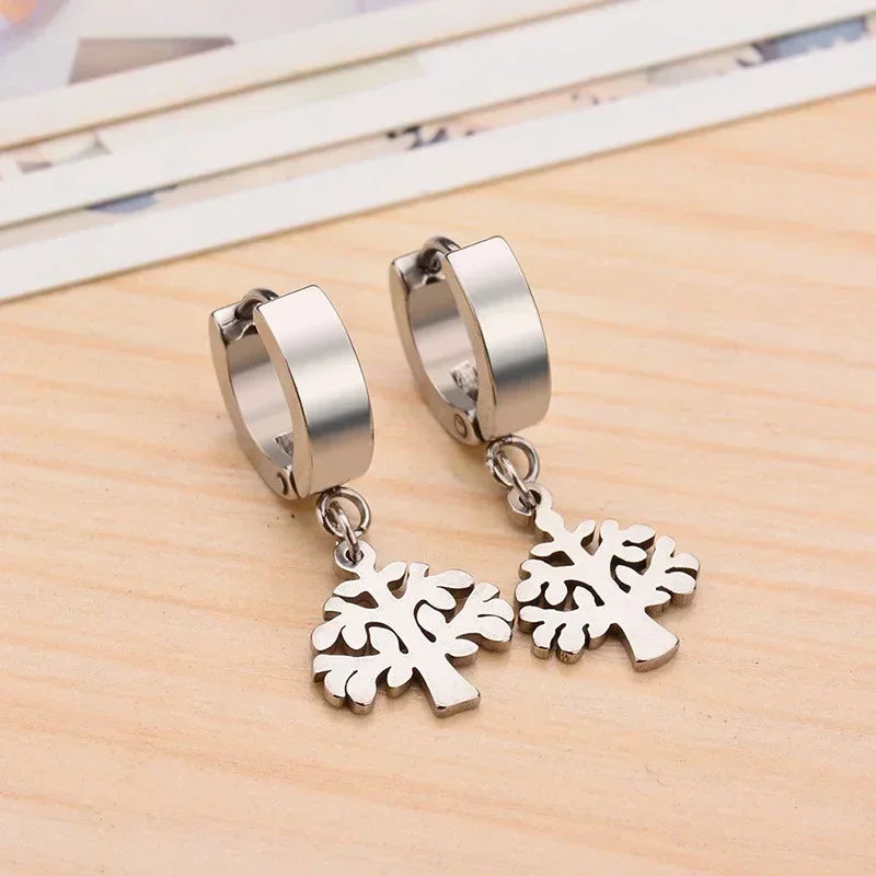 5/10 Pair Stainless Steel Dangle Earrings – Cross, Heart & Life Tree Dangle Earring Set Nixie