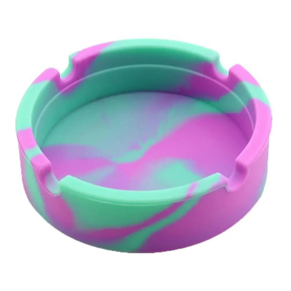 Portable Fluorescent Silicone Ashtray – Luminous Camouflage Round Silicone Ashtray Nixie d 8.3x2.3cm