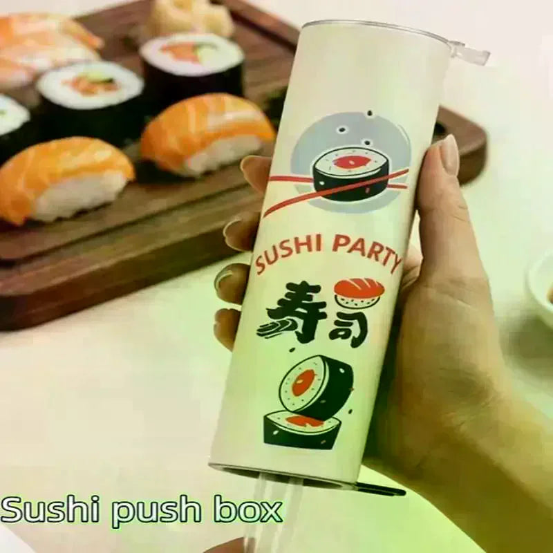 3-Pack Food Grade Sushi Push Box with Sauce Straw | Paper Mold Sushi Push Box Nixie