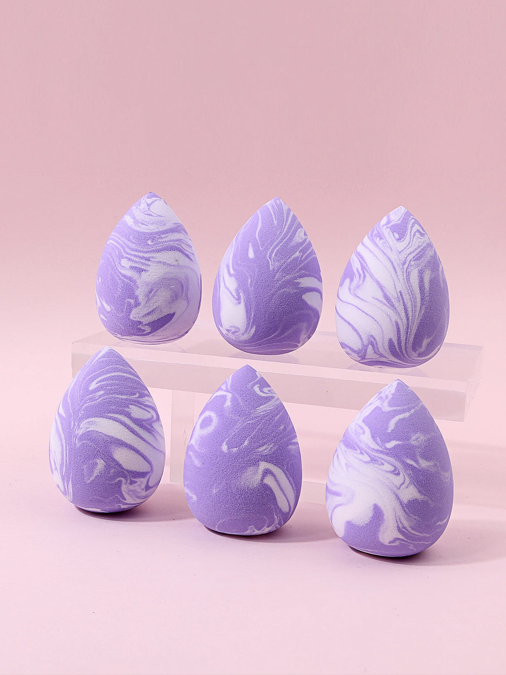 6-Piece Purple Marble Makeup Sponge Set – Latex-Free Blender Makeup Blending Sponge Nixie