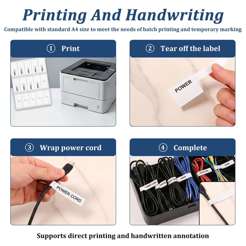300Pcs Waterproof Self-Adhesive Cable Labels – 10 Sheets
