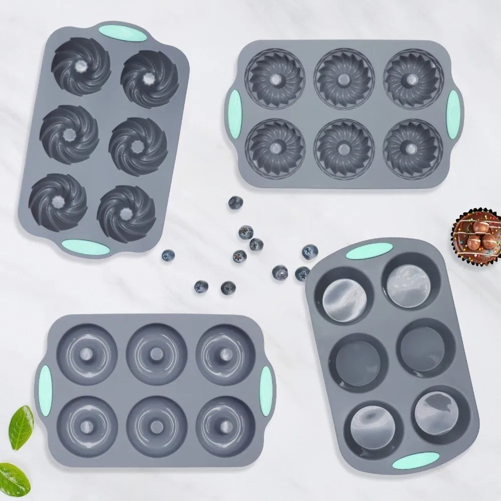 Non-Stick Silicone Donut Mold 6-Cavity Reusable Baking Tray Silicone Baking Mold Nixie