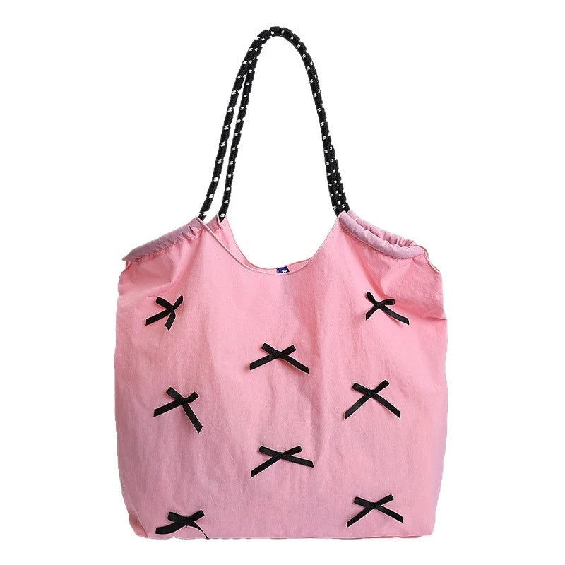 Women's Bowknot Nylon Shoulder Bag – Lightweight Fashion Tote Shoulder Bag Nixie