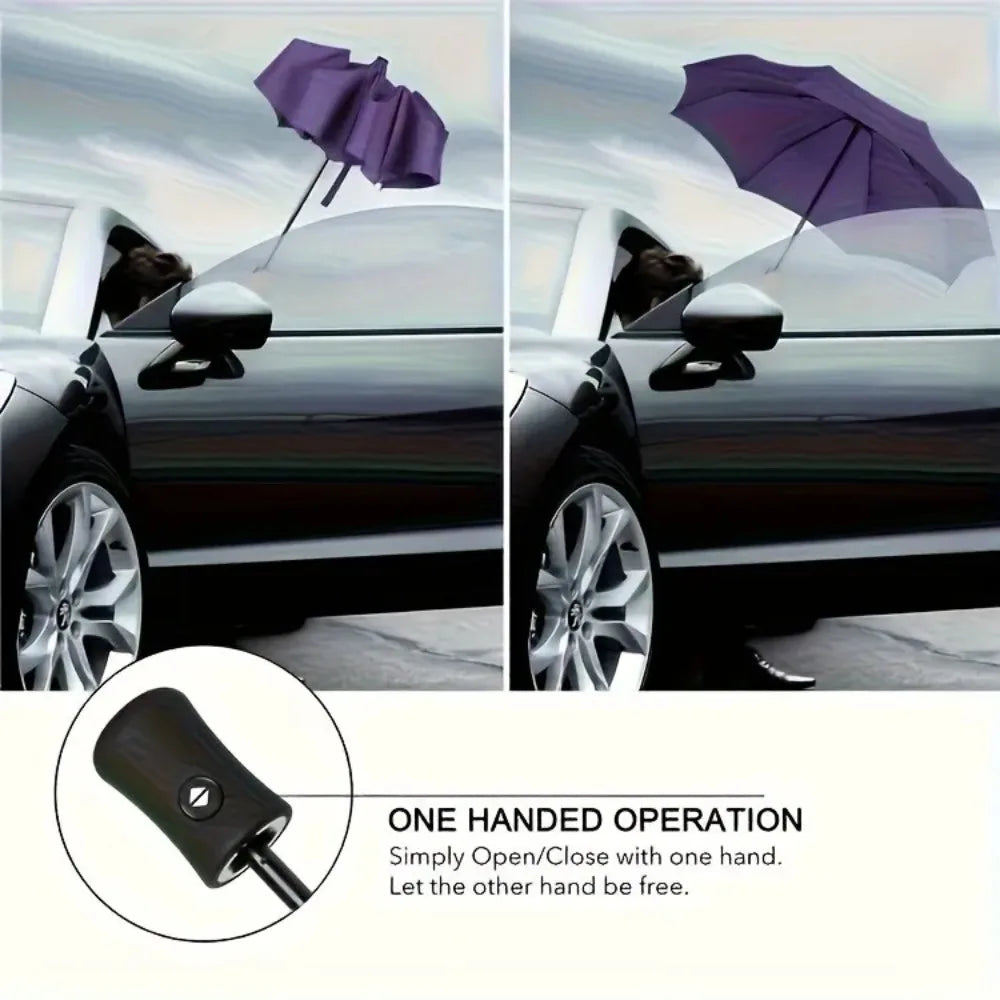 8-Rib Auto Folding Windproof Travel Umbrella | One-Touch Open Folding Travel Umbrella Nixie