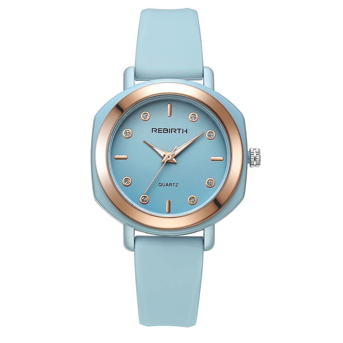 REBIRTH Women's Casual Quartz Watch – Silicone Strap, Minimalist Women's Quartz Watch Nixie SKY BLUE