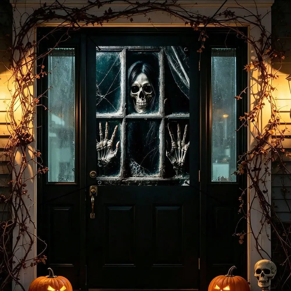 Halloween Fake Window Curtain Banner – Non-Woven Fabric 80×120cm Halloween Wall Banner Nixie