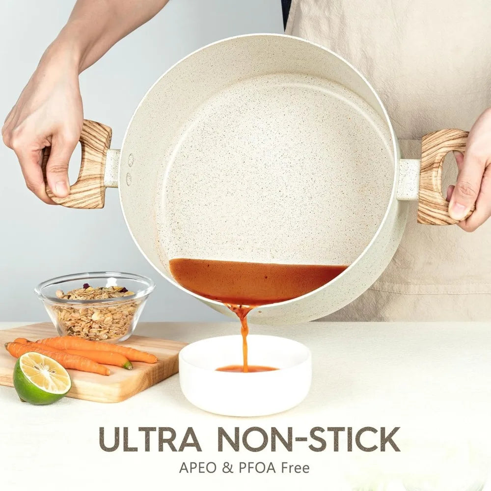 Nonstick Aluminum Stock Pot with Lid & Stay-Cool Handle Nonstick Stock Pot Nixie