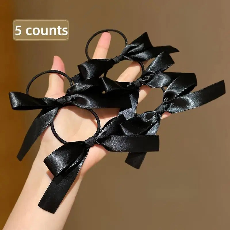 5pcs Black Bow Hair Ties Elastic Scrunchies & Ponytail Holders Hair Ties Scrunchies Nixie