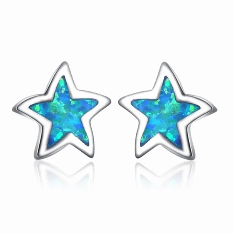 Imitation Opal Star Stud Earrings | Fashion Jewelry Gift Stud Earrings Nixie Blue