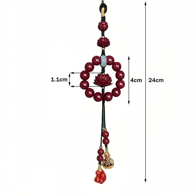 Lotus Cinnabar Car Rearview Mirror Pendant – Good Luck Charm Car Mirror Pendant Nixie Lotus