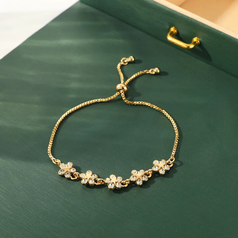 Crystal Flower Cubic Zirconia Butterfly Bracelet – Gold Bangle Fashion Bracelet Nixie BR20Y0183