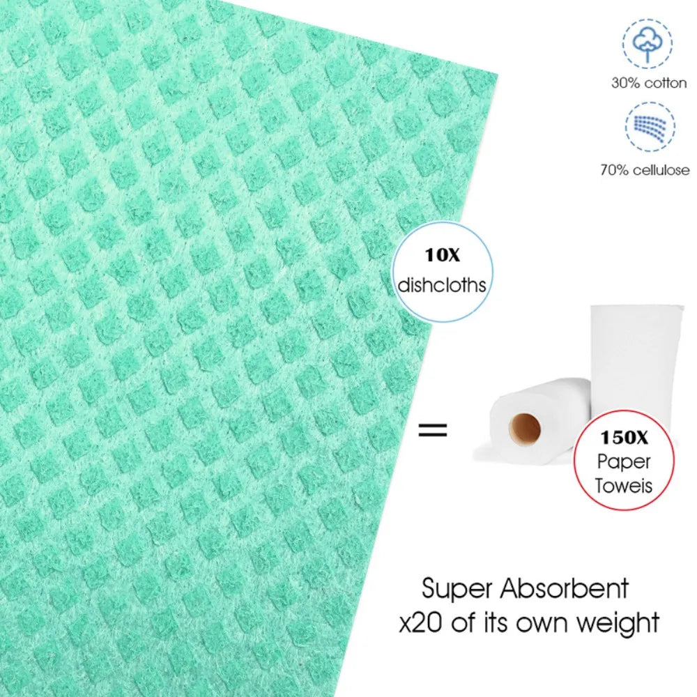 10-Pack Reusable Cellulose Sponge Dishcloths | Swedish Kitchen Cloths Reusable Dishcloths Nixie
