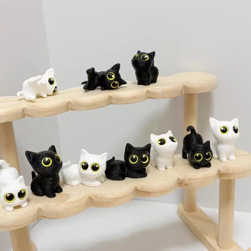 3D Printed Mini Black Cat Figurines Set of 5 – Home Décor Statues Decorative Figurines Nixie