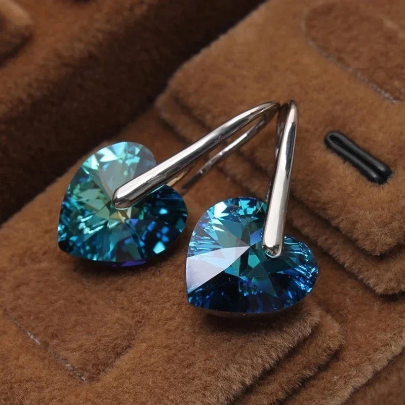 Crystal Heart Drop Earrings – Bridal Wedding Jewelry for Women Drop Earrings Nixie