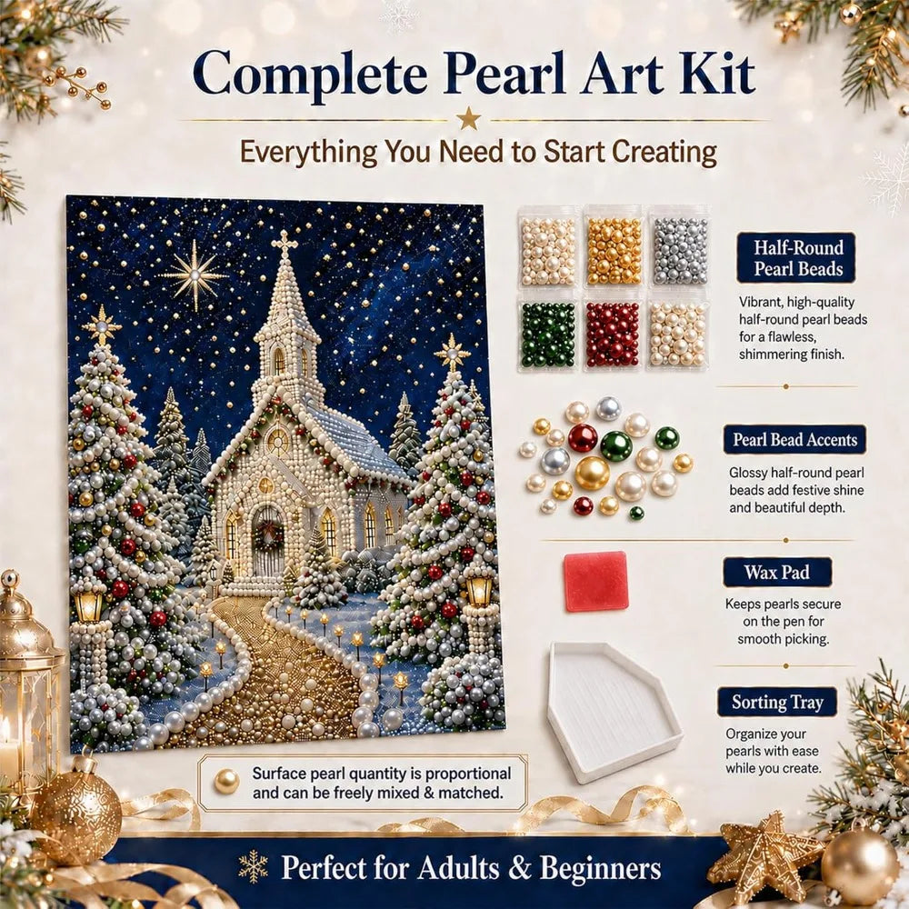 5D Pearl Diamond Painting Kit – Christmas Church 30×40cm DIY Diamond Painting Kit Nixie