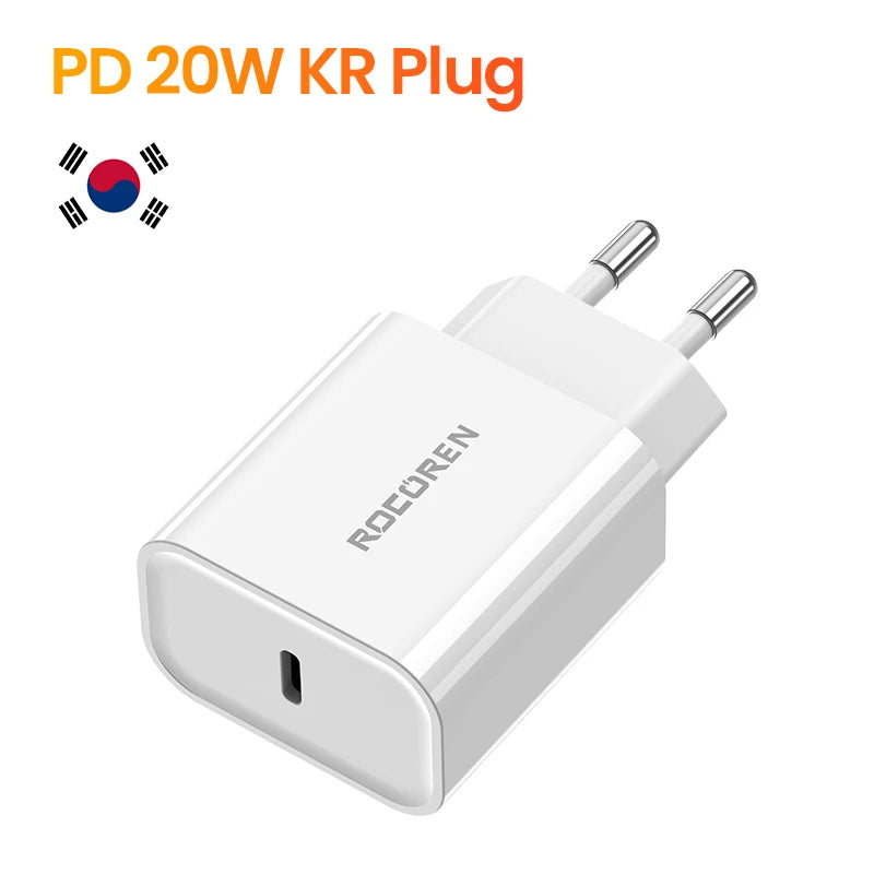 Rocoren 20W GaN USB-C Fast Charger PD3.0 QC3.0 – iPhone & Android