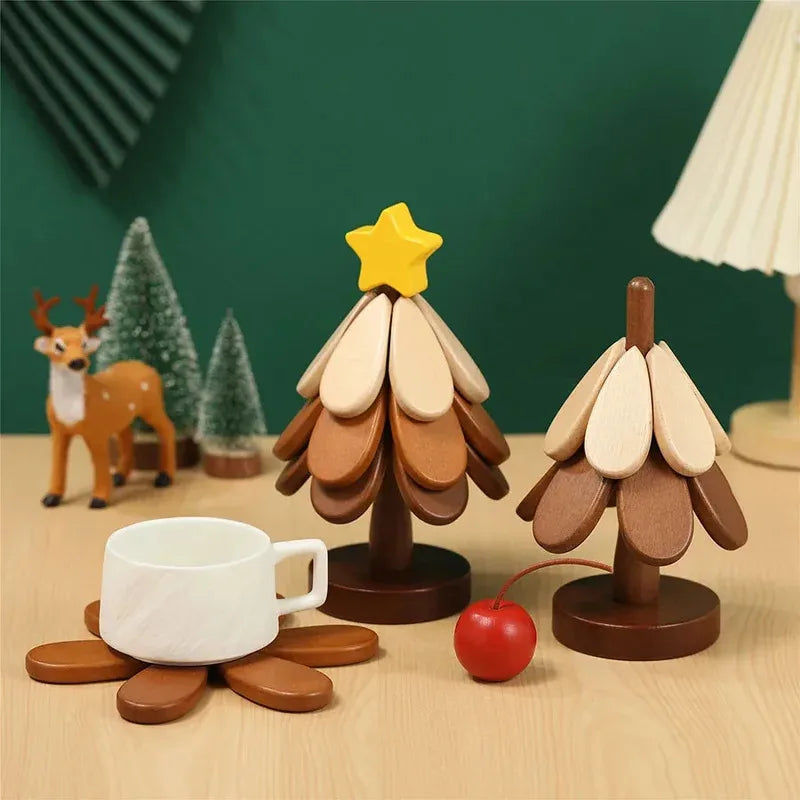 Wooden Plant Coasters & Heat-Proof Dining Surface Protector Mats