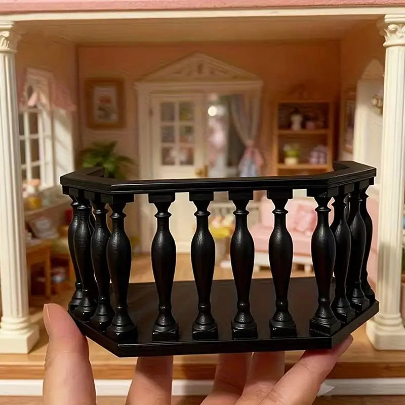 Miniature Dollhouse Balcony with Railing – European DIY Decor Dollhouse Accessory Nixie