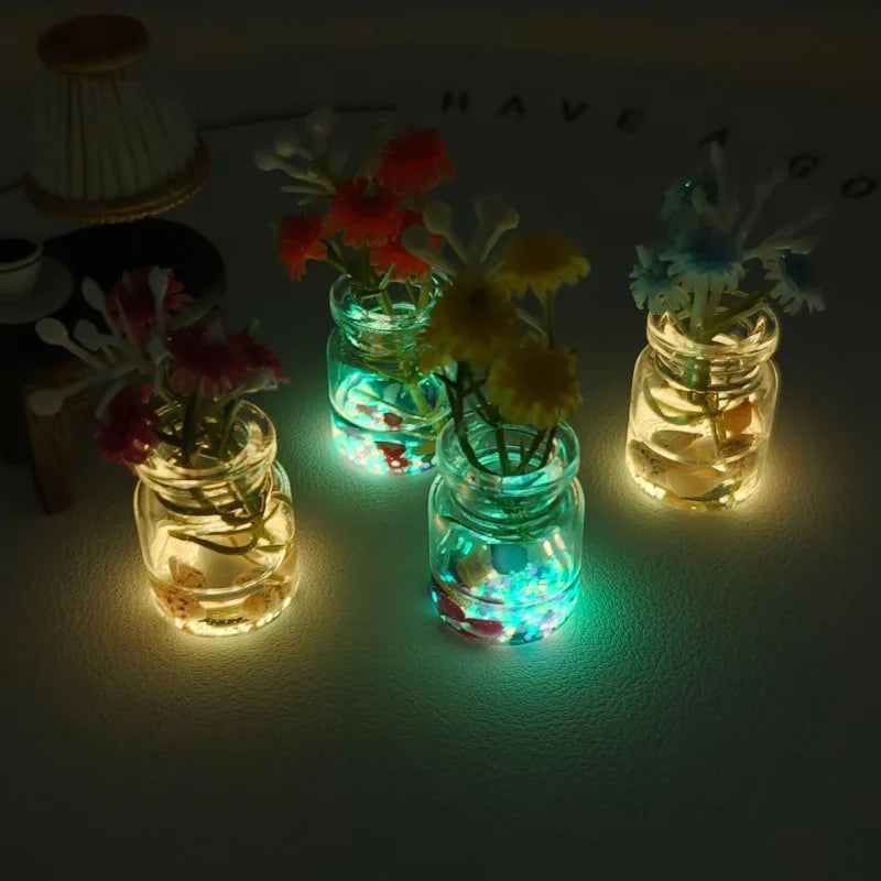 4-Pack Glow in the Dark Glass Mini Vase Set – Home & Car Decor Glass Mini Vase Set Nixie