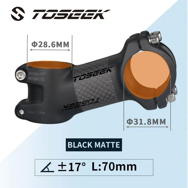 TOSEEK Carbon Alloy MTB Handlebar Stem 31.8mm Ultralight