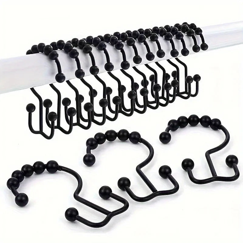 Stainless Steel Shower Curtain Hooks Roller Ball Double-Sided Rings Shower Curtain Hooks Nixie