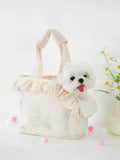 Lace Pet Carrier Bag – Shoulder Purse for Small Dogs & Cats Pet Carrier Bag Nixie Rice White M