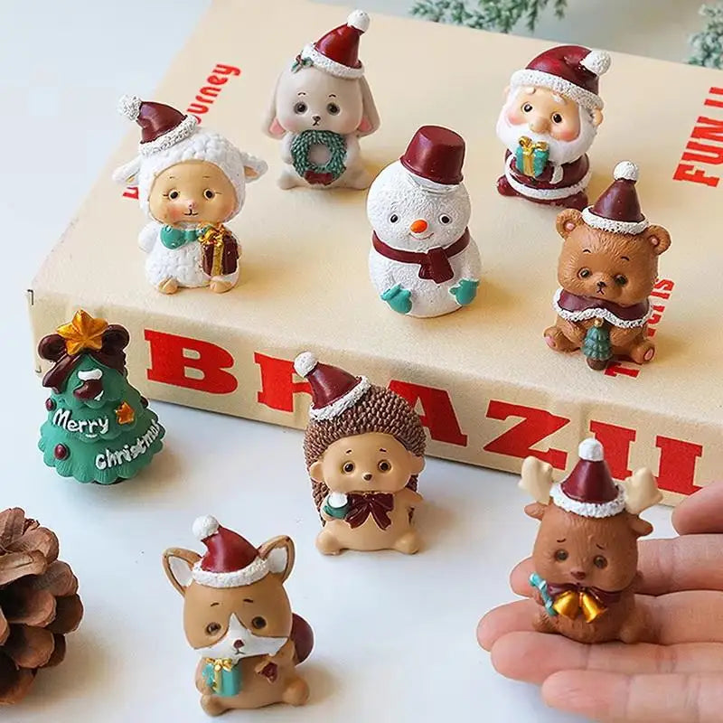 Mini Resin Christmas Animal Ornament | Cute Xmas Tree Pendant Christmas Ornament Nixie