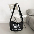 Japanese Puppy Print Canvas Crossbody Tote Bag – Unisex Canvas Crossbody Bag Nixie Black