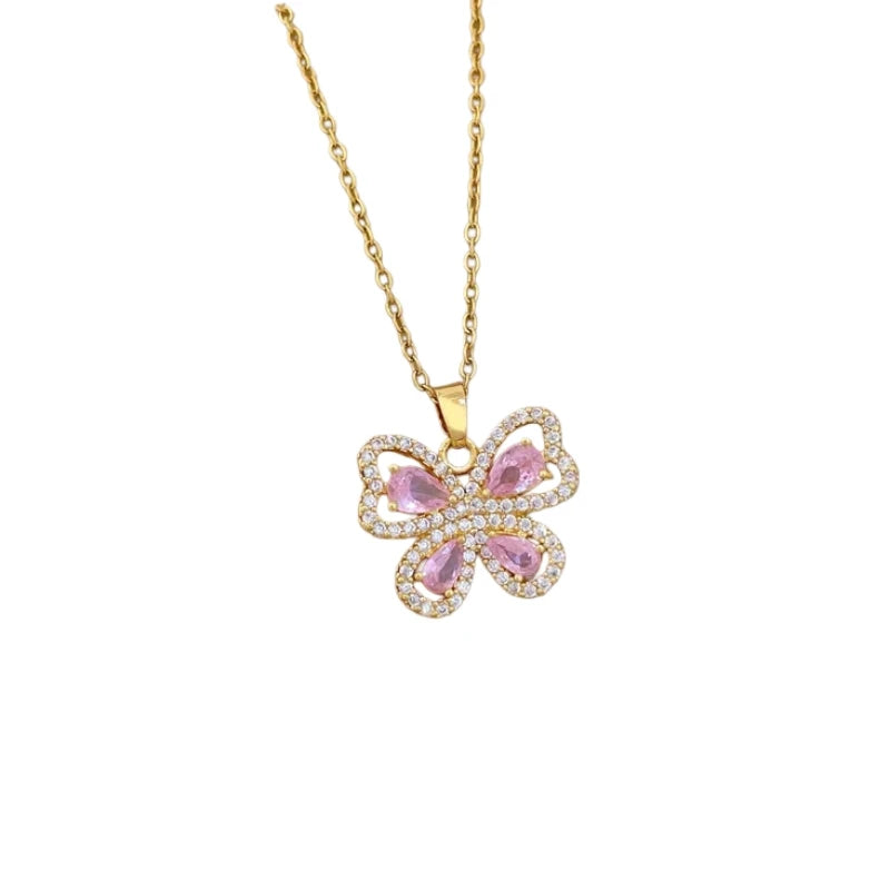 Butterfly Pendant Necklace Women | Copper Zircon Stainless Steel Pendant Necklace Nixie