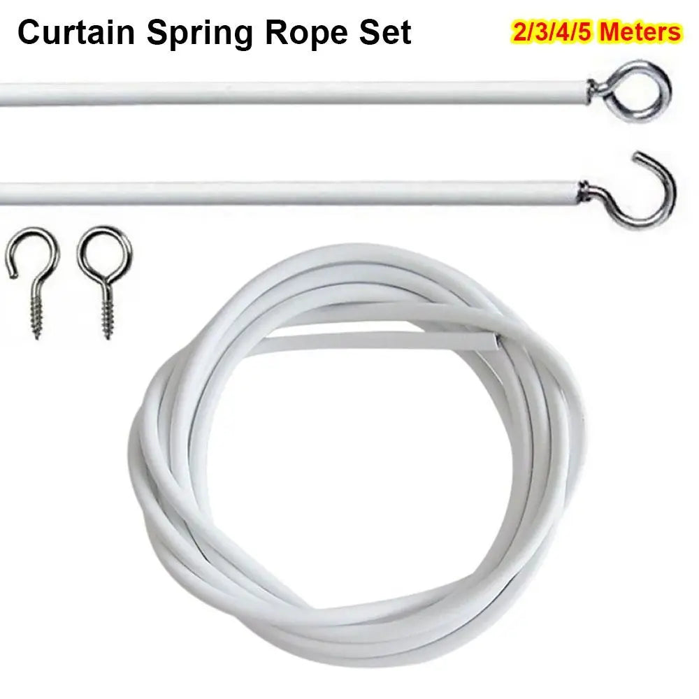 Curtain Spring Wire 2–5M PVC Steel Cable with Hooks & Eyes Curtain Wire Set Nixie