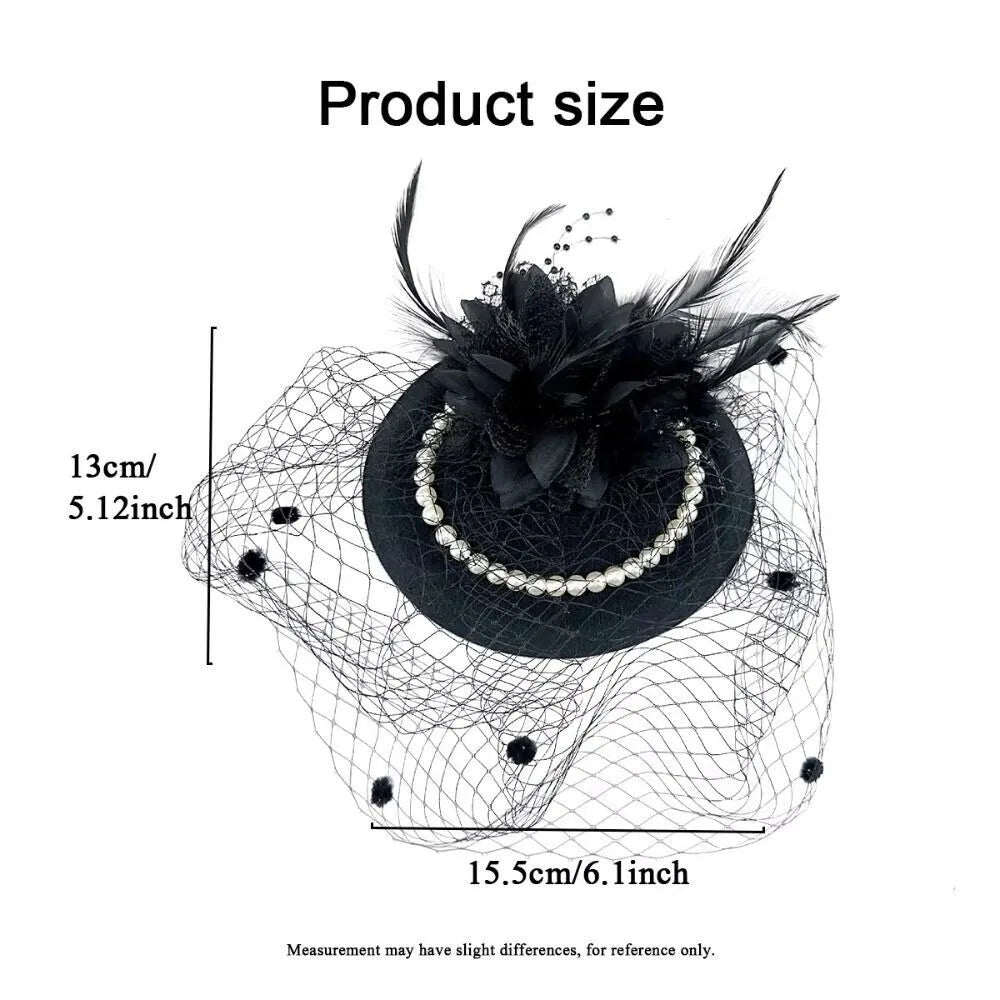 Bridal Pillbox Hat Vintage Mesh Veil Pearl Flower Women Bridal Pillbox Hat Nixie