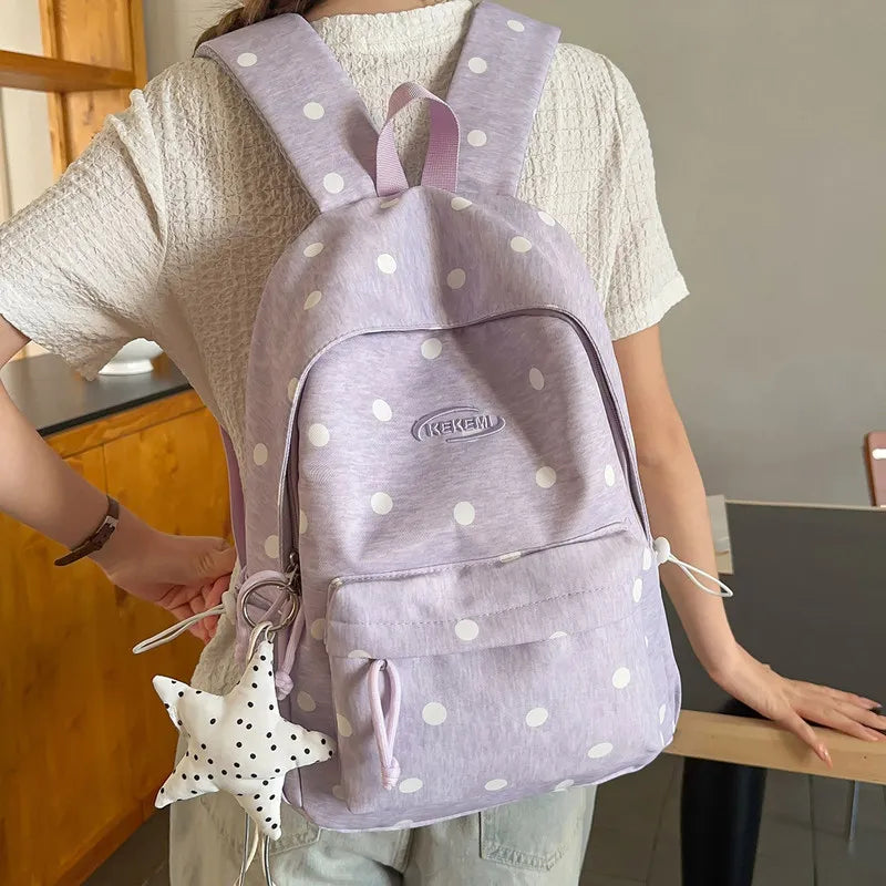 Korean Star Polka Dot Backpack – Large Capacity Women's School Bag Women's Backpack Nixie
