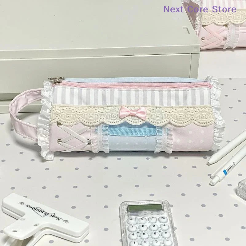 Cute Lace Pencil Case Large Capacity Stationery Pen Bag Pencil Case Nixie