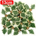 10 Pcs Holly Fruit Christmas Tree Hanging Ornaments – Red & Gold Christmas Ornaments Nixie Golden Berries Leave 10PCS
