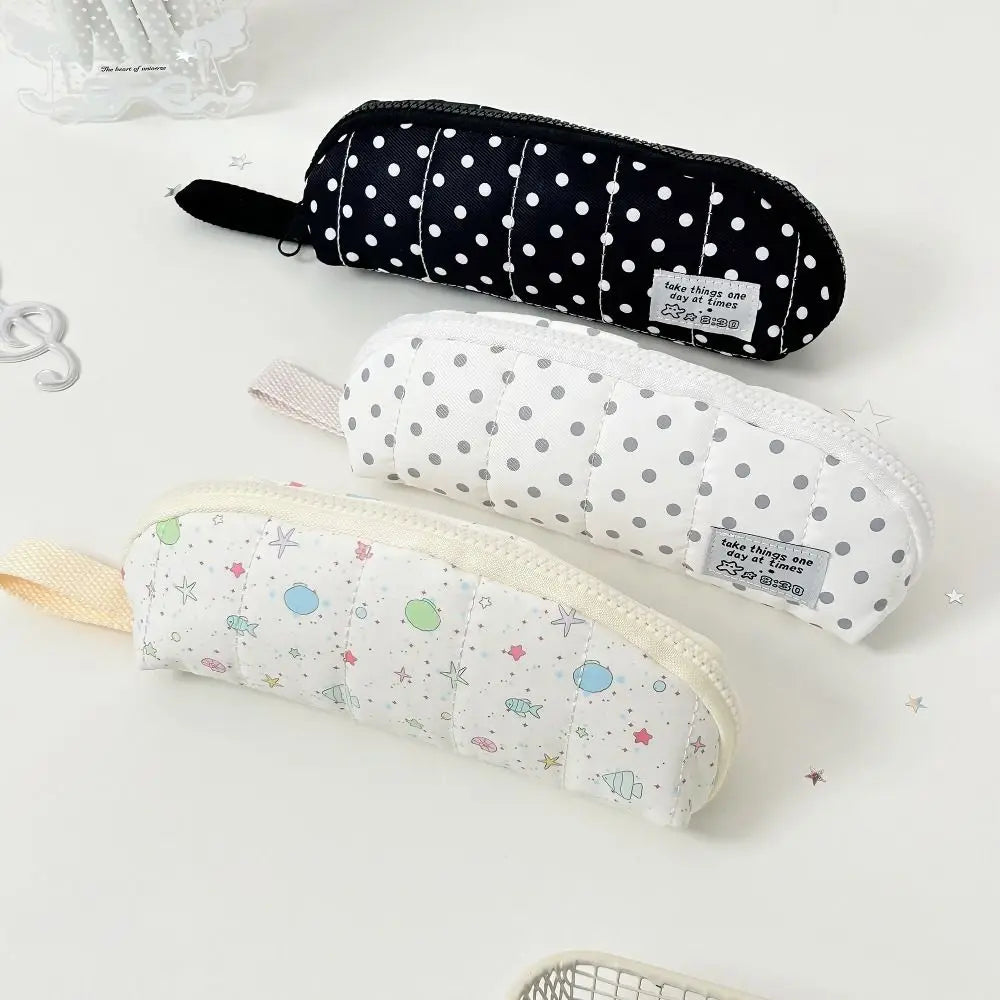 Polka Dot Pencil Case Large Capacity with Hand Strap – 5 Styles