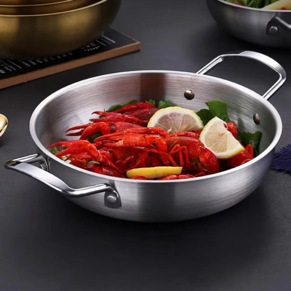 Stainless Steel Paella Pan & Saucepan – Seafood Rice Pot Stainless Steel Cookware Nixie